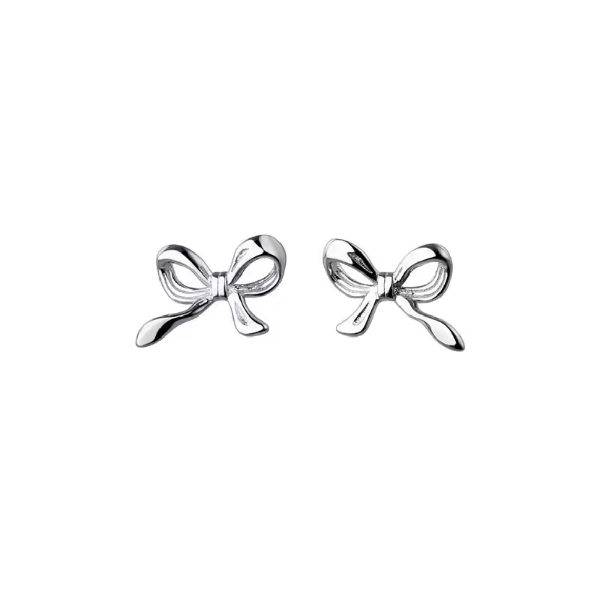 silver bow earrings