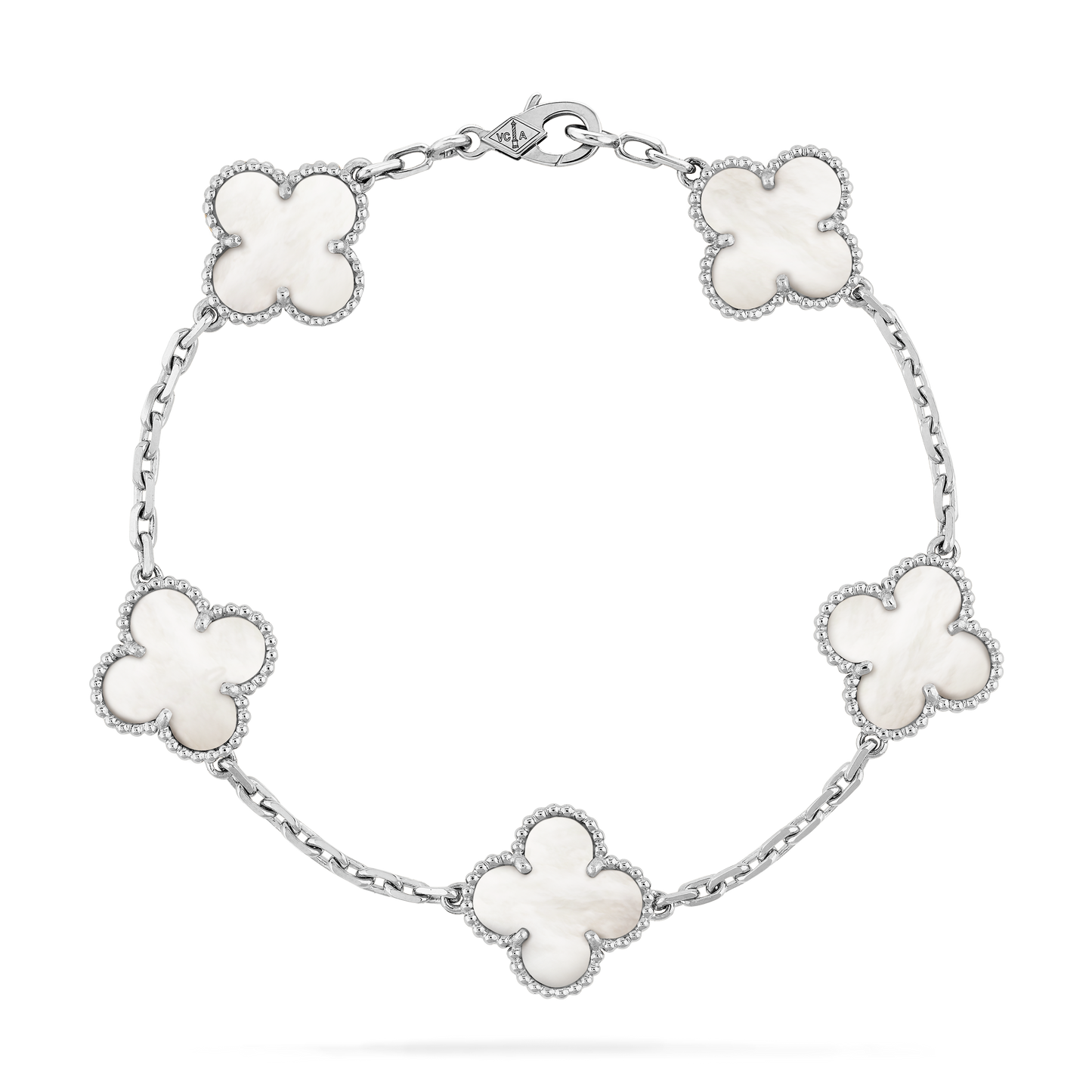 silver white pearl clover bracelet - PREORDER