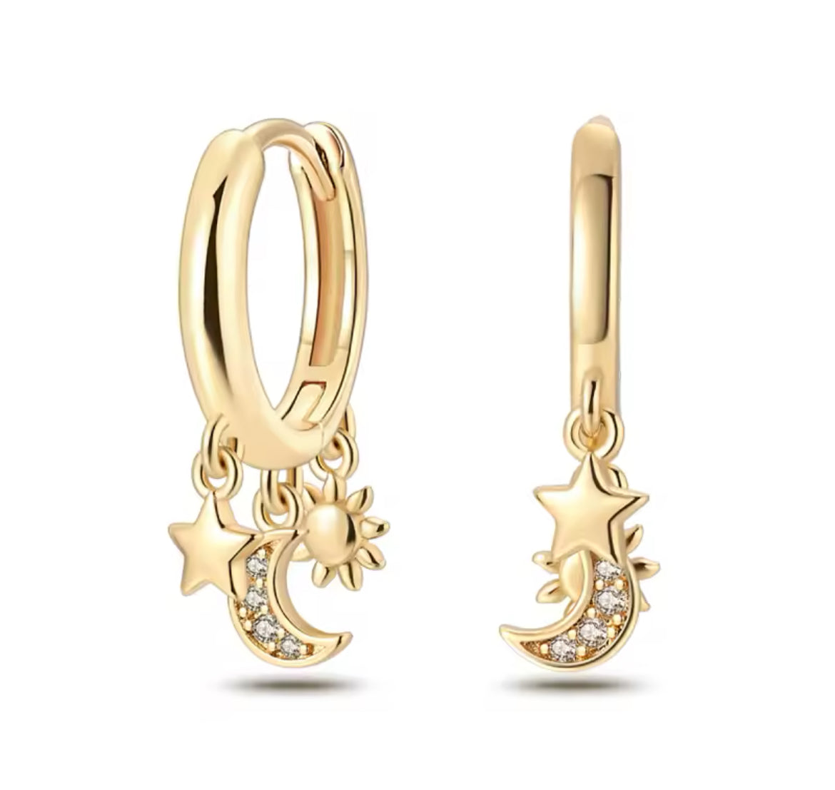 gold astronomy hoop earrings