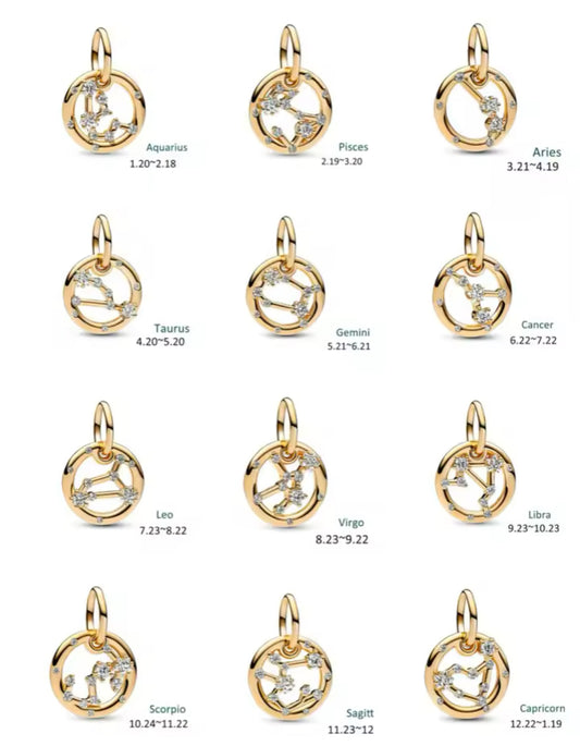 gold zodiac charms