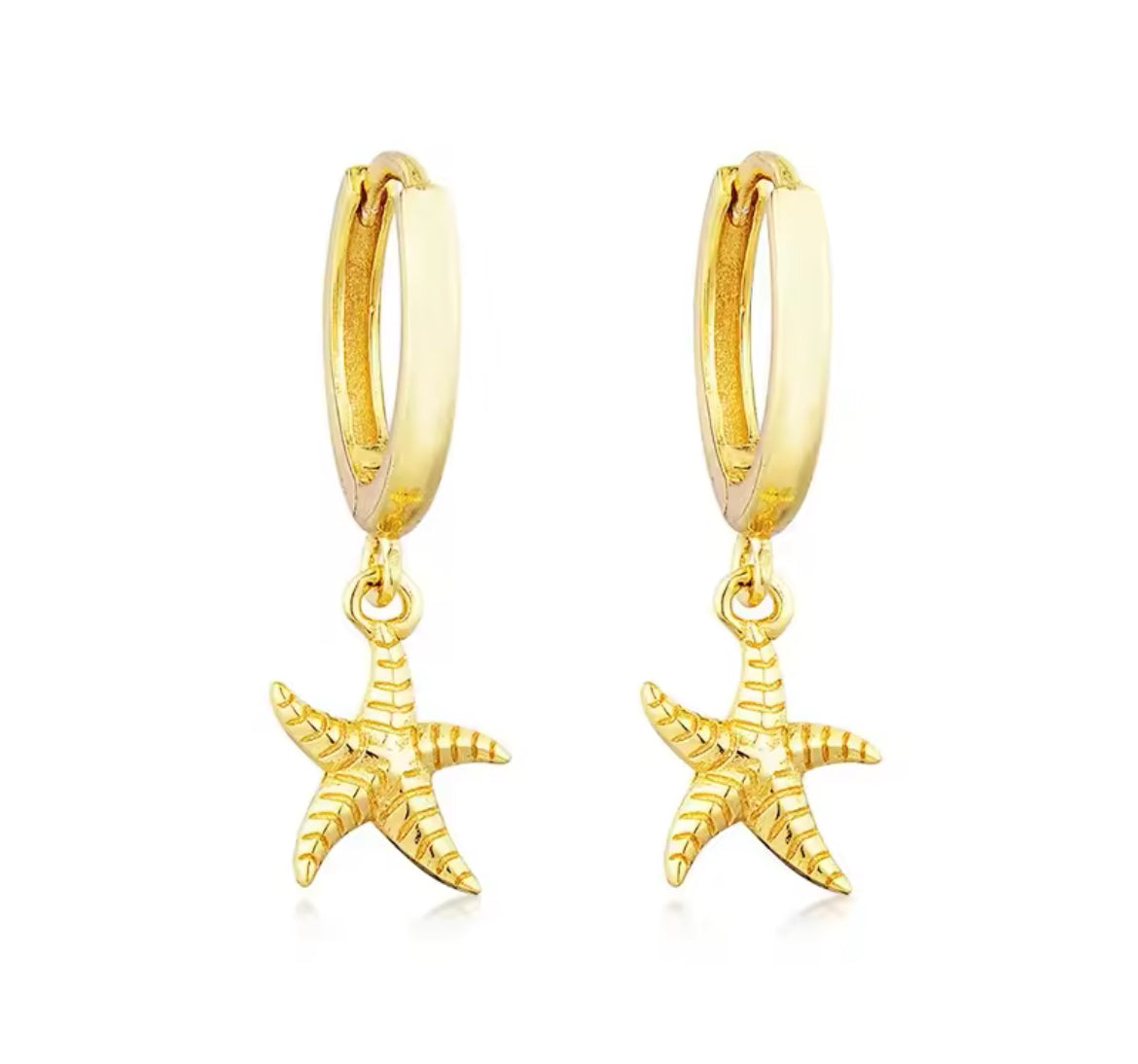 gold starfish earrings