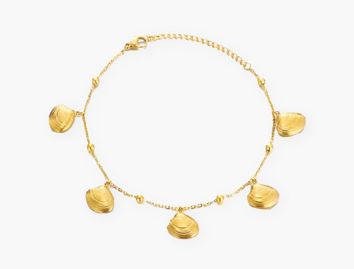 gold seashell anklet