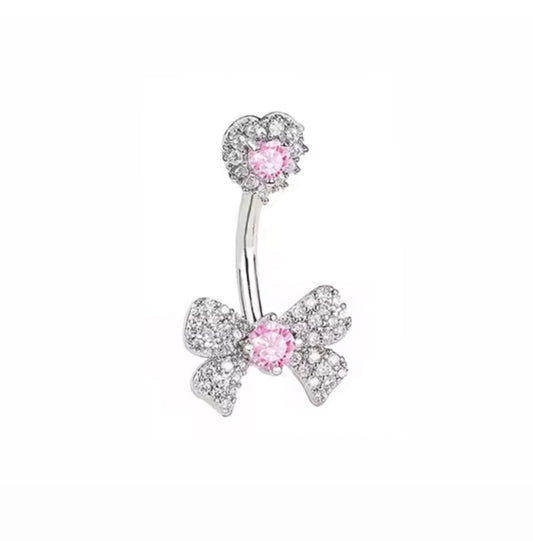 luxe pink bow belly bar
