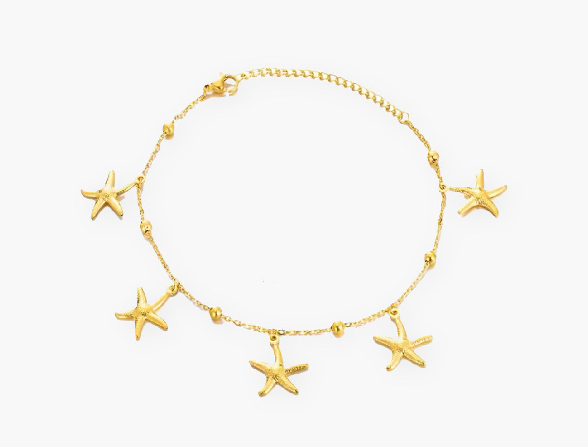 gold starfish anklet