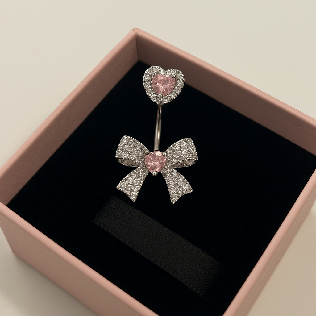 luxe pink bow belly bar