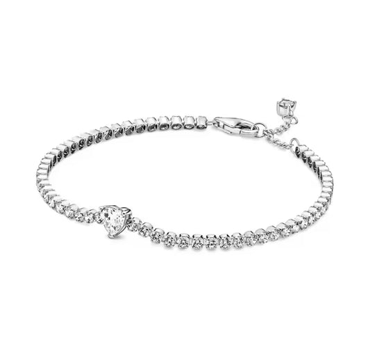 silver heart tennis bracelet