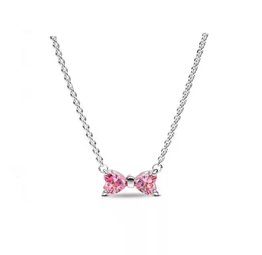 bow pink necklace