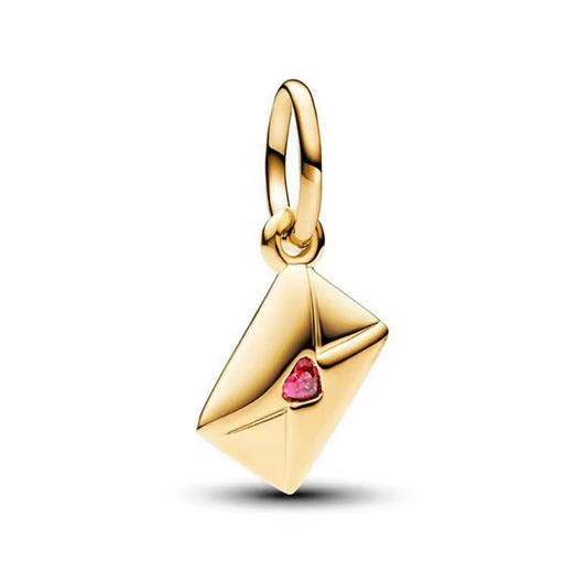 gold love letter charm