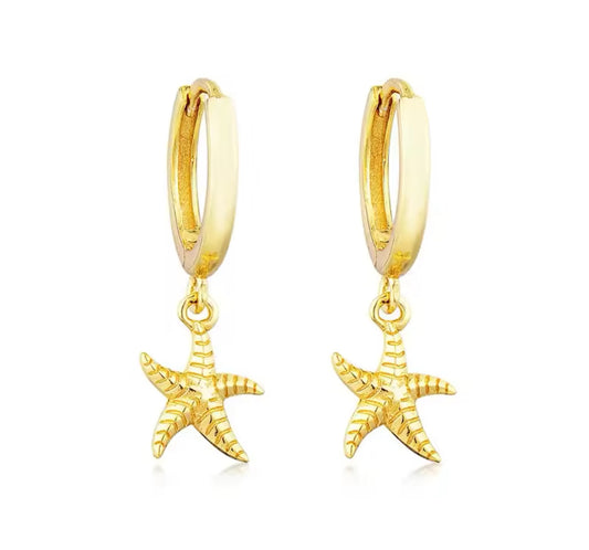 gold starfish earrings
