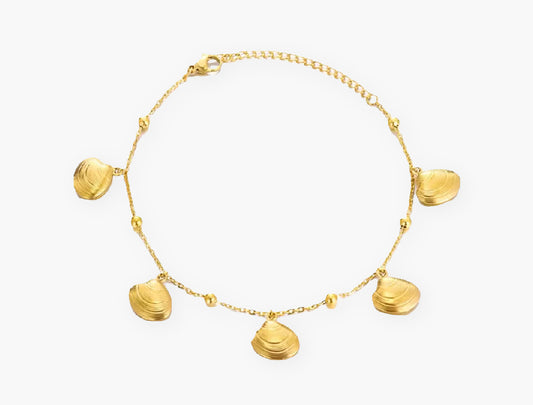 gold seashell anklet