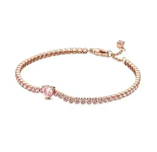 rose gold pink tennis bracelet