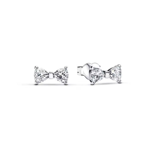 silver bow earrings