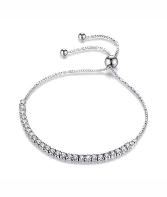 adjustable silver tennis bracelet
