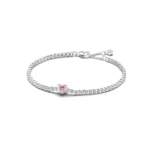 pink heart tennis bracelet