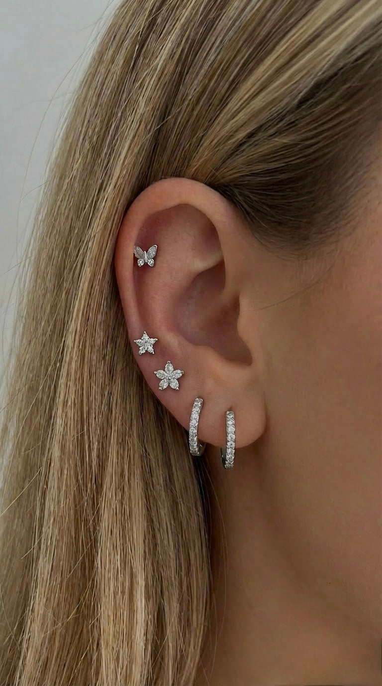 Delilah Silver Earring Stack