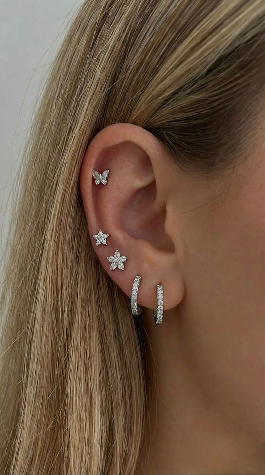 Delilah Silver Earring Stack