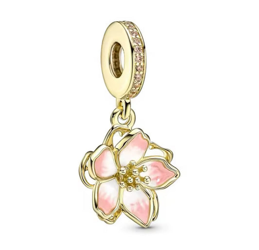 gold flower blossom charm