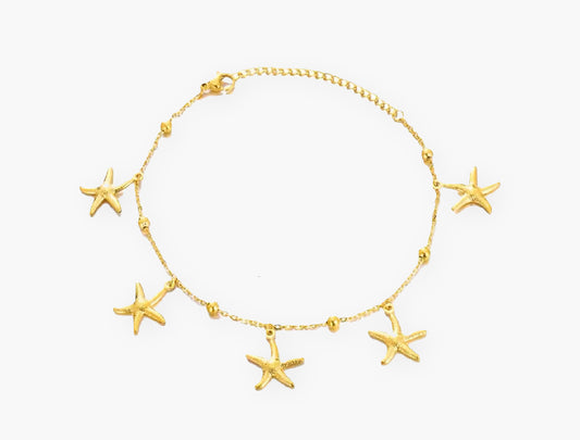 gold starfish anklet