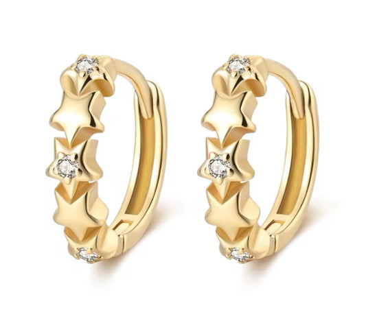 gold star hoop earrings